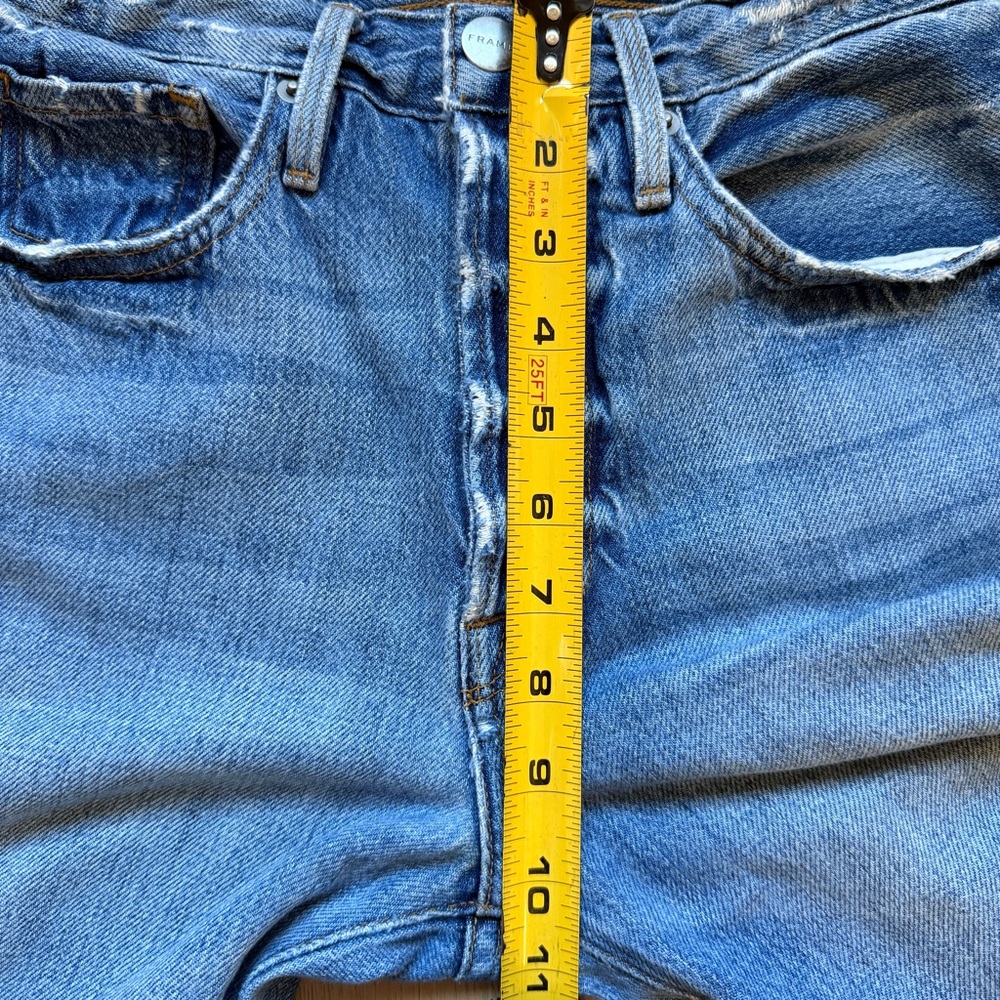 Frame Denim Le Original high rise Light Blue distressed cropped Jeans size 24 - Picture 13 of 16